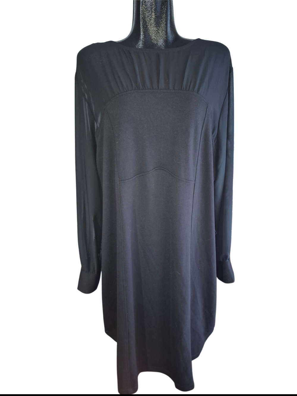 Vero Moda Black Sheer Long-Sleeve And Yoke Women's Shift Dress Size 3X